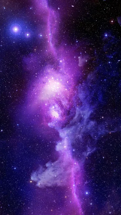Violet Nebula Column with Blue Star HD Phone Wallpaper