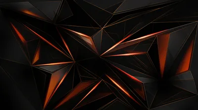 Black Polygons with Orange Glow HD Wallpaper