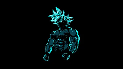 Goku in Glowing Blue Outline HD Wallpaper
