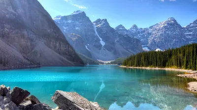 Blue Glacial Water Beneath Sheer Spires HD Wallpaper