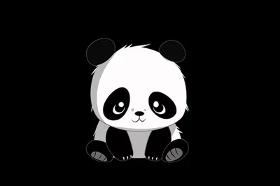 Cute Panda Wallpaper Black Background