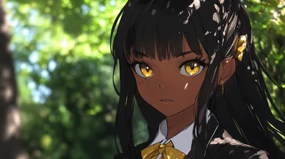 Anime Girl with Golden Eyes in Sunlight HD Wallpaper