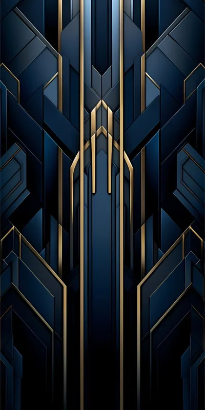 Art Deco Navy and Gold Panel HD Phone Wallpaper