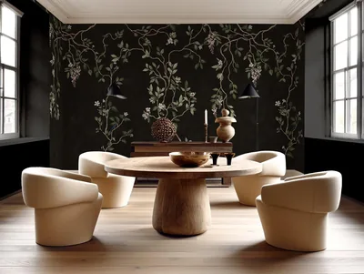 Chinoiserie Vine Mural Dining Room HD Wallpaper