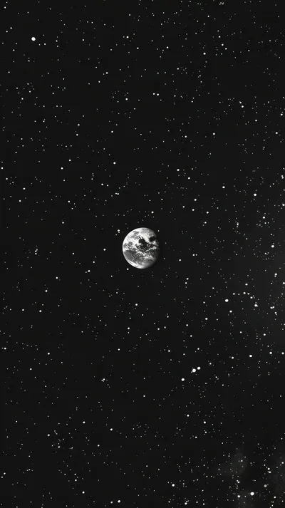 Small Monochrome Planet in a Star Field HD Phone Wallpaper