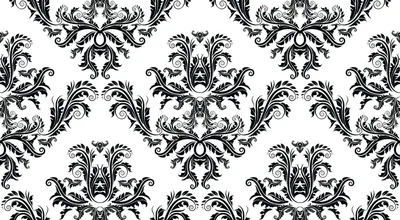 Baroque Damask Pattern in Black HD Wallpaper