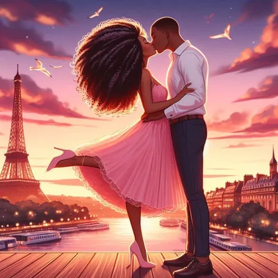Black couple silhouette art love