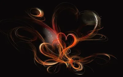 Glowing Orange Lines Forming a Heart HD Wallpaper