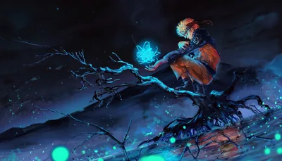 Rasengan Glow on a Dead Tree HD Wallpaper