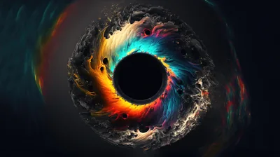 Black Hole Ring in Rainbow Smoke HD Wallpaper