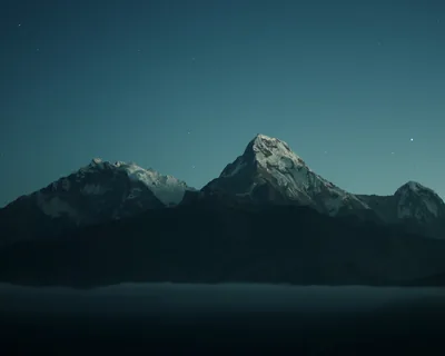 Moonlit Mountain Range at Night HD Wallpaper