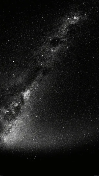 Milky Way in Monochrome Over a Horizon HD Phone Wallpaper
