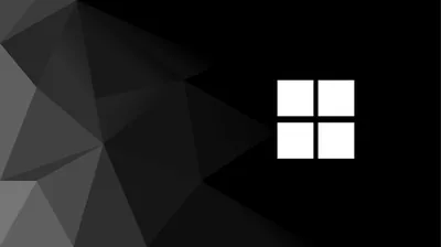 White Windows Logo Beside Low Poly Facets HD Wallpaper