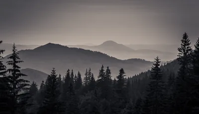Black and White Mountain Landscape Wallpaper
