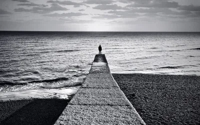 Black And White Feeling Alone Wallpaper