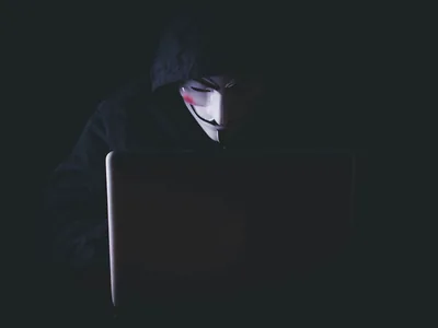 Phone wallpaper Hacker, Anonymous, Laptop, Notebook, Dark, Mask, Hood