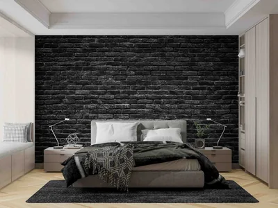3D Black Brick Wall Texture Wallpaper Wall Mural Peel and Stick Wallpaper
