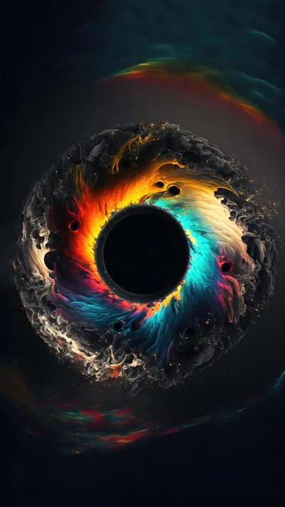 Black Hole with Colourful Accretion Disc HD Phone Wallpaper