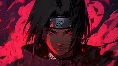Itachi with Red Eyes in Crimson Smoke HD Wallpaper