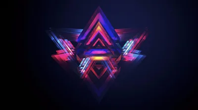 Neon Glitch Triangles on Black HD Wallpaper