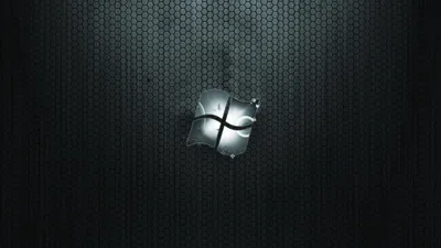 Windows Logo on Metal Mesh HD Wallpaper