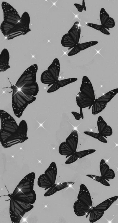 Black and White Butterflies Sparkle Wallpaper