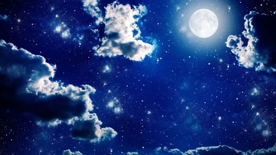 Dark Blue Sky With Moon