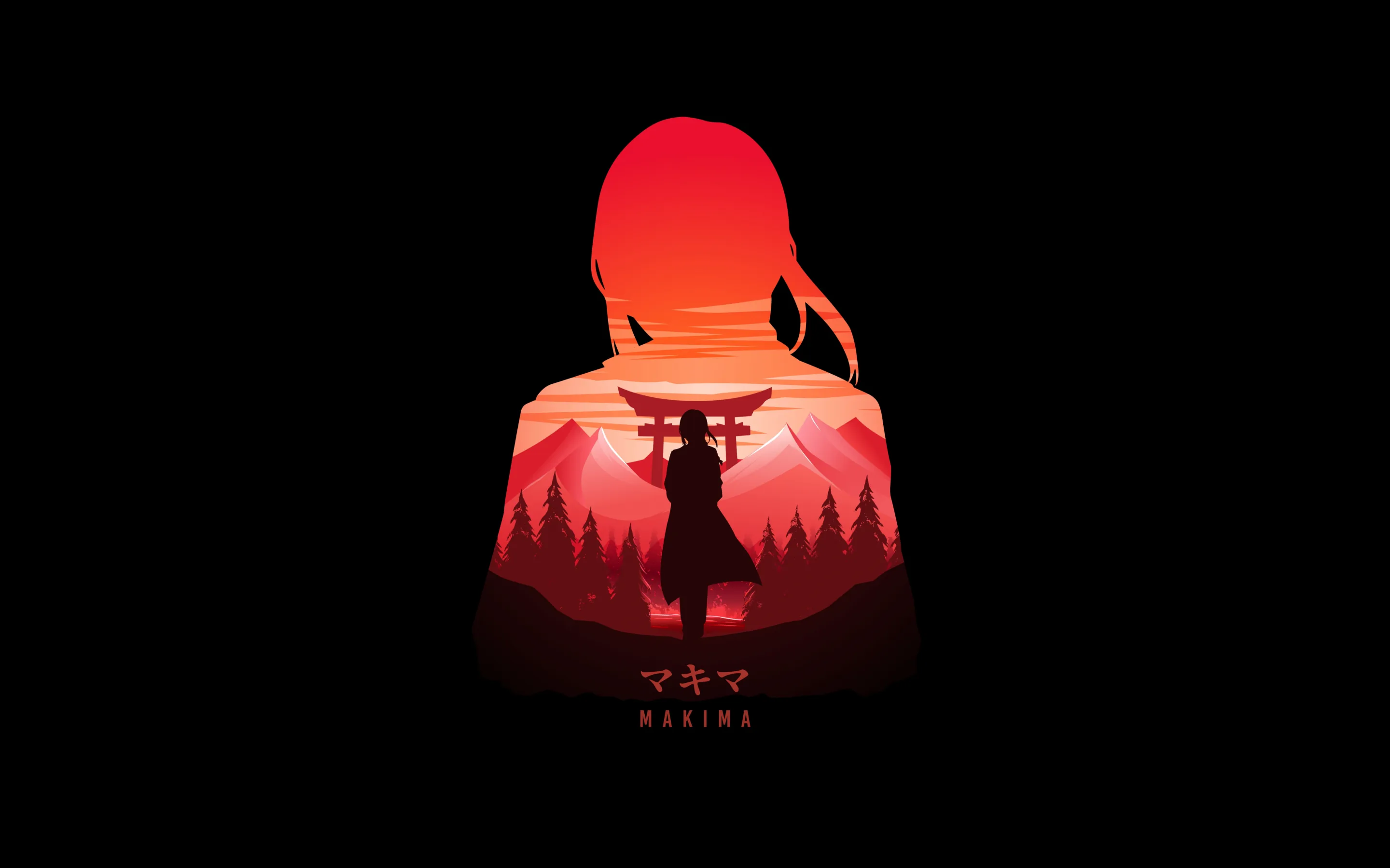 Makima Wallpaper 4K, Chainsaw Man, Minimal art, AMOLED