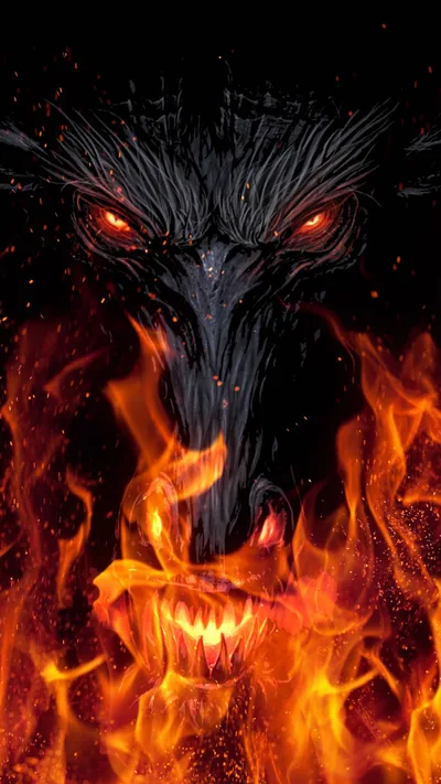 free Iphone Black Wolf In Fire Wallpaper