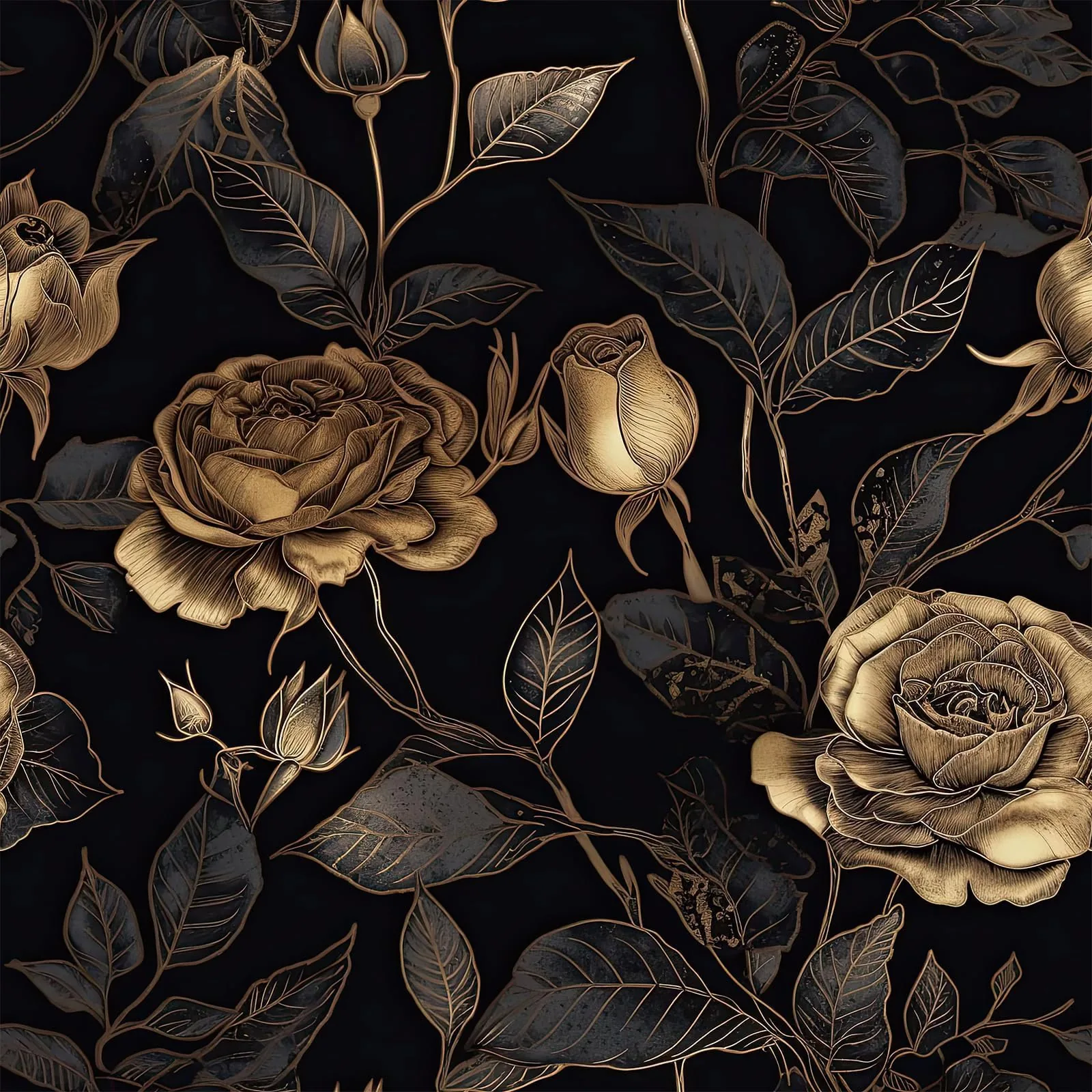 Black Floral Full HD Wallpaper