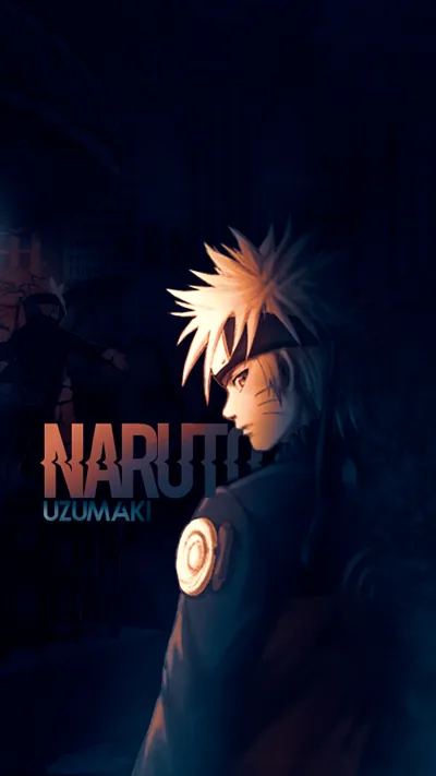 Naruto Uzumaki Name Art in Dark Blue HD Phone Wallpaper