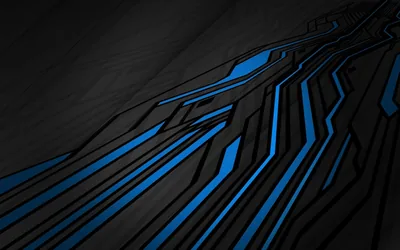 Blue Circuit Lines on Dark Grey HD Wallpaper