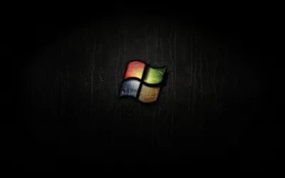 Coloured Windows Logo on Dark Wood HD Wallpaper