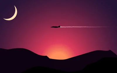 Jet Trail Over a Purple Sunset HD Wallpaper