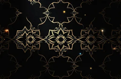 Gold Star Pattern on Black HD Wallpaper
