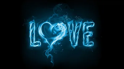 Blue Smoke Love Lettering HD Wallpaper