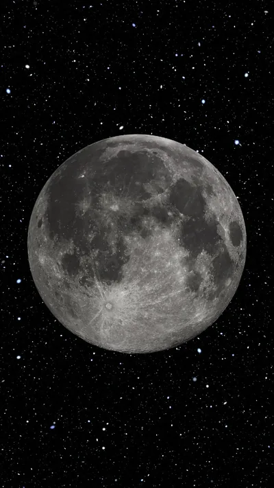 Textured Full Moon in a Star Field HD Phone Wallpaper