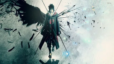Winged Ninja Amid Flying Debris HD Wallpaper
