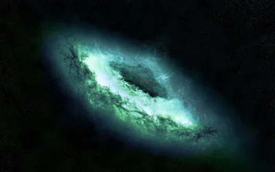 Green Glowing Galaxy on Black HD Wallpaper