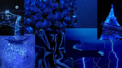 Blue Aesthetic Photo Collage HD Wallpaper