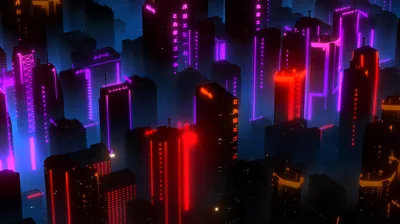 Red and Purple Towers Seen From Above HD Wallpaper