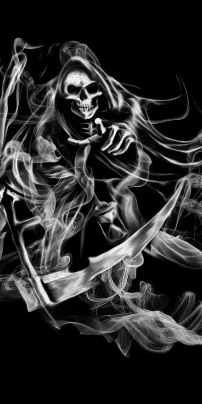 Grim Reaper Wallpaper 4K, Smoke, Spooky, Black background