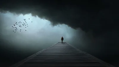 Dark Cloud Over a Long Pier HD Wallpaper