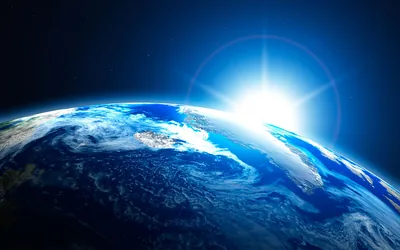 Sunburst Over a Blue Earth HD Wallpaper