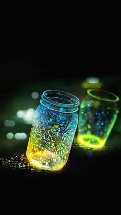 Glowing Jars in the Dark HD Phone Wallpaper