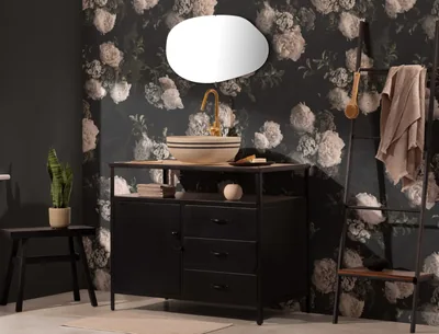 Black & White Dark Moody Floral Wallpaper Mural Hovia
