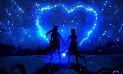 Heart Night Starry Sky Anime Love Anime Night HD Wallpaper