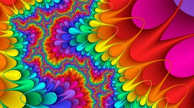 Trippy Rainbow Fractal Swirls HD Wallpaper
