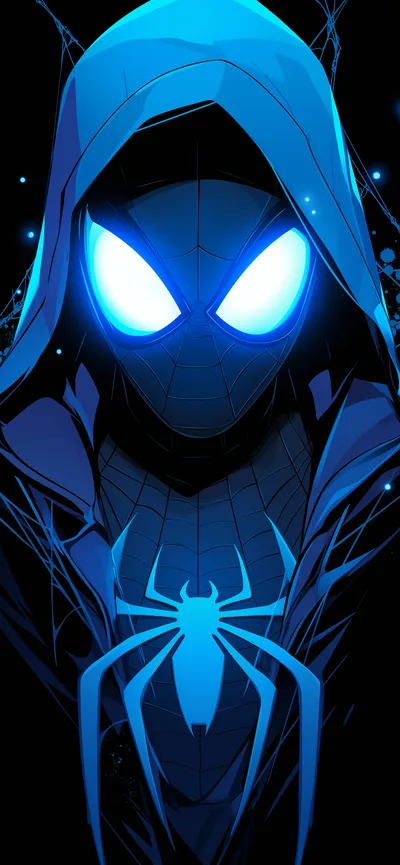 Spider Man Blue Glowing Eyes AMOLED Wallpapers HD Wallpaper
