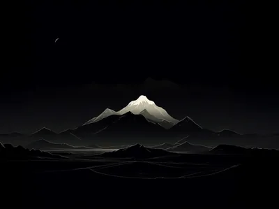 Moonlit Snow Peak in Low Light HD Wallpaper